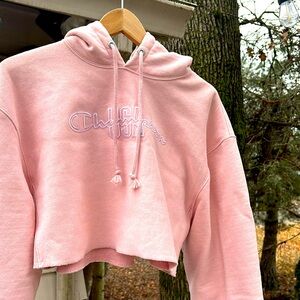Champion pink cropped hoodie.